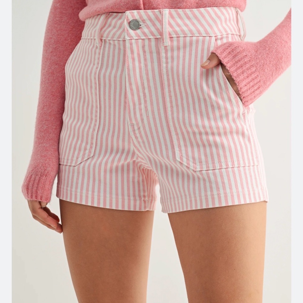 Just Black Denim Utility Cargo Shorts Pink White Stripe XL